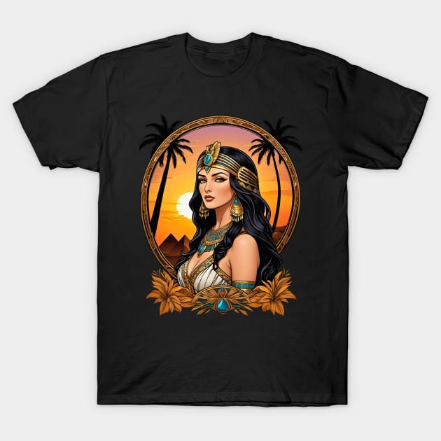 Cleopatra Queen of Egypt retro vintage floral design T-Shirt by Neon City Bazaar